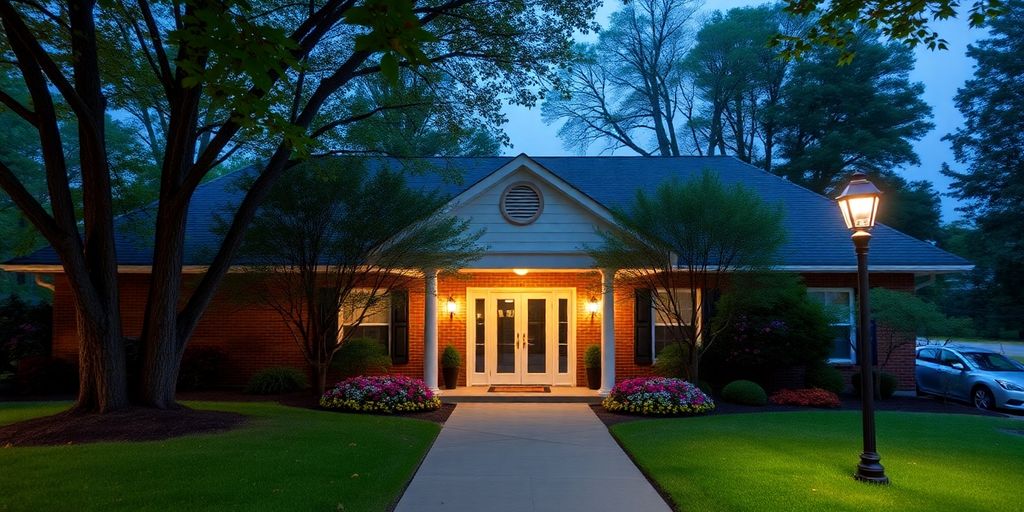Peaceful funeral home in Pennsylvania with natural surroundings.